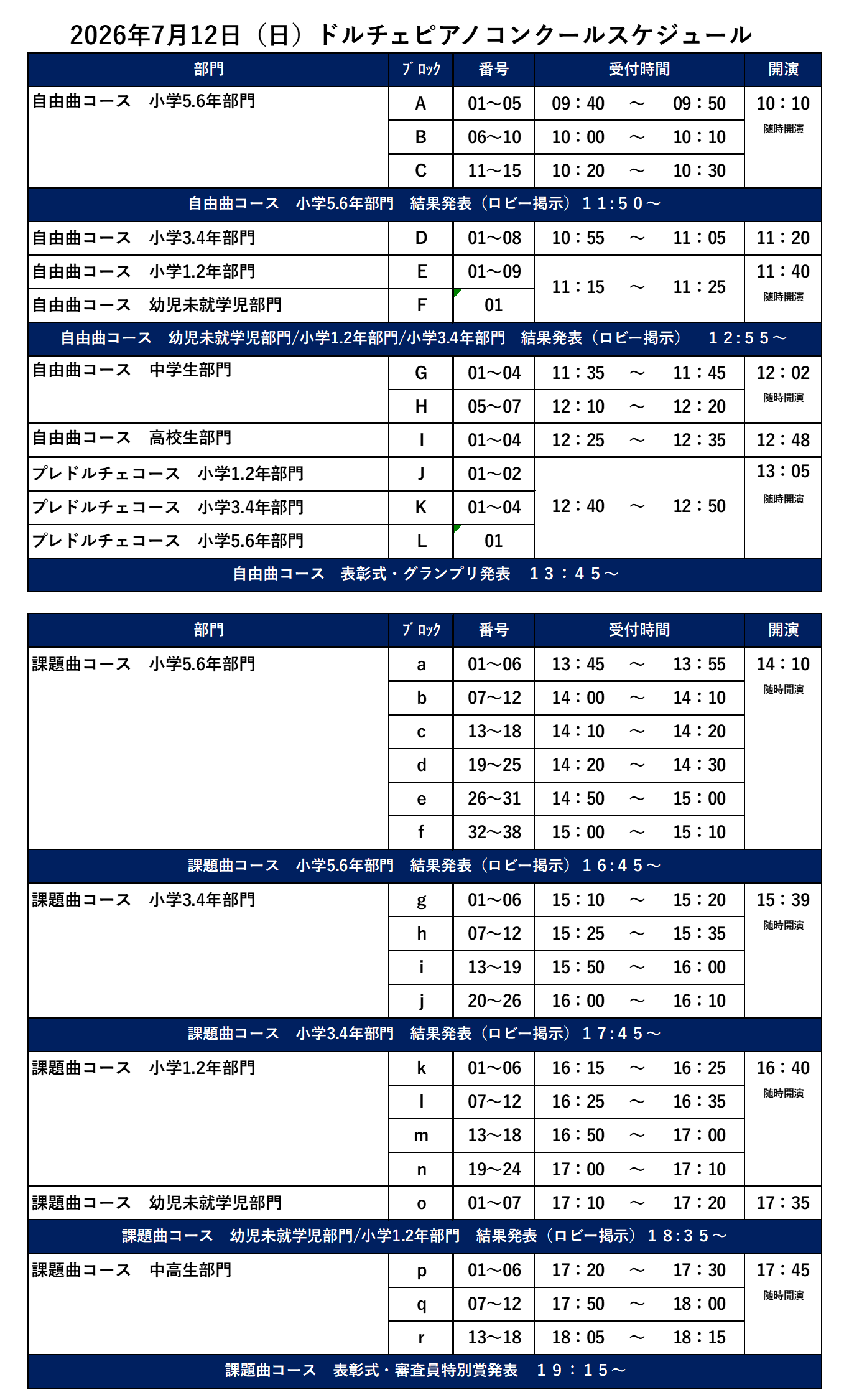 time schedule