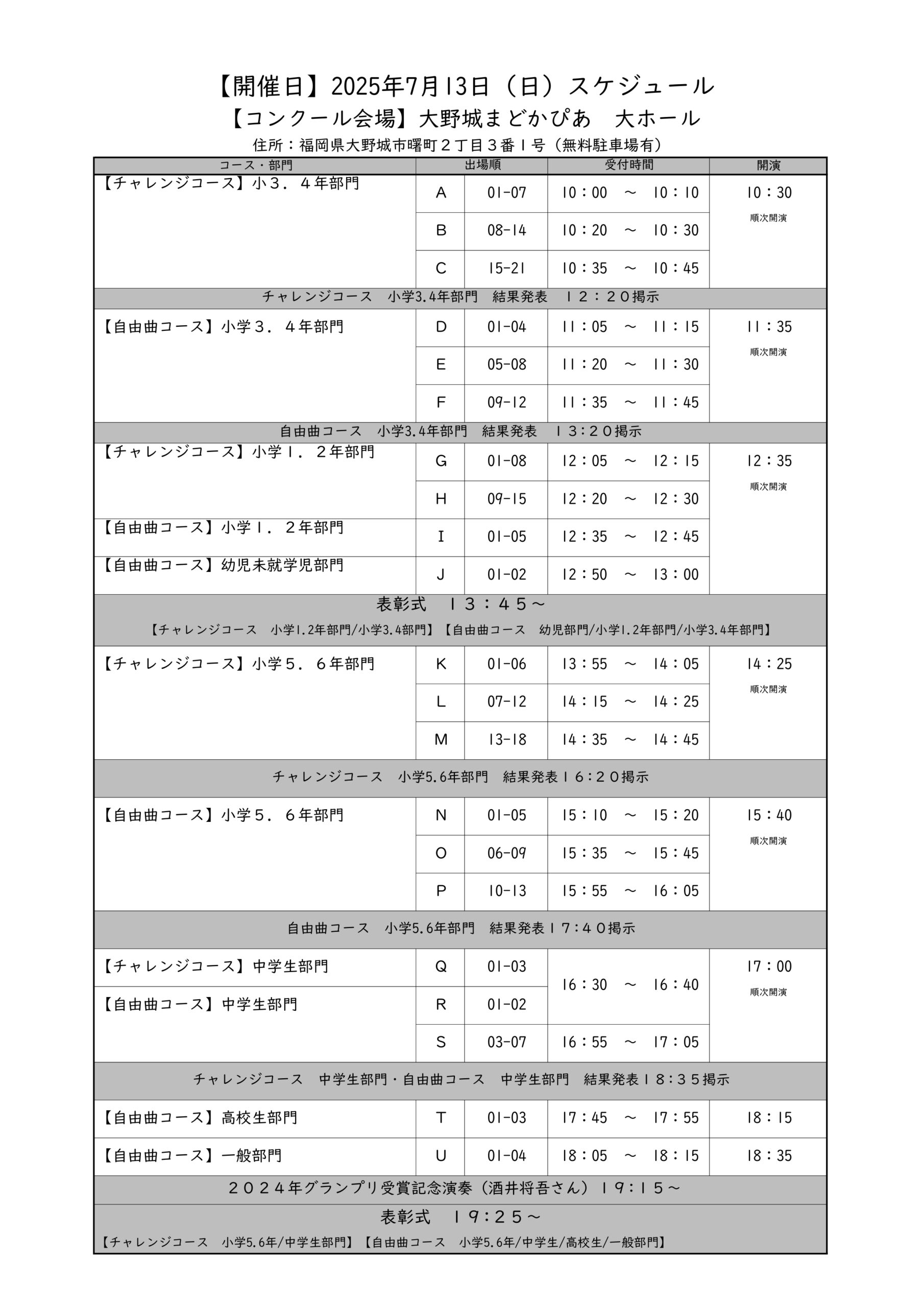 time schedule